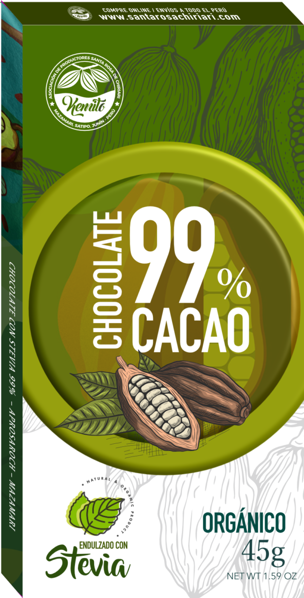 Chocolate Stevia 99% cacao Kit 20 unidades